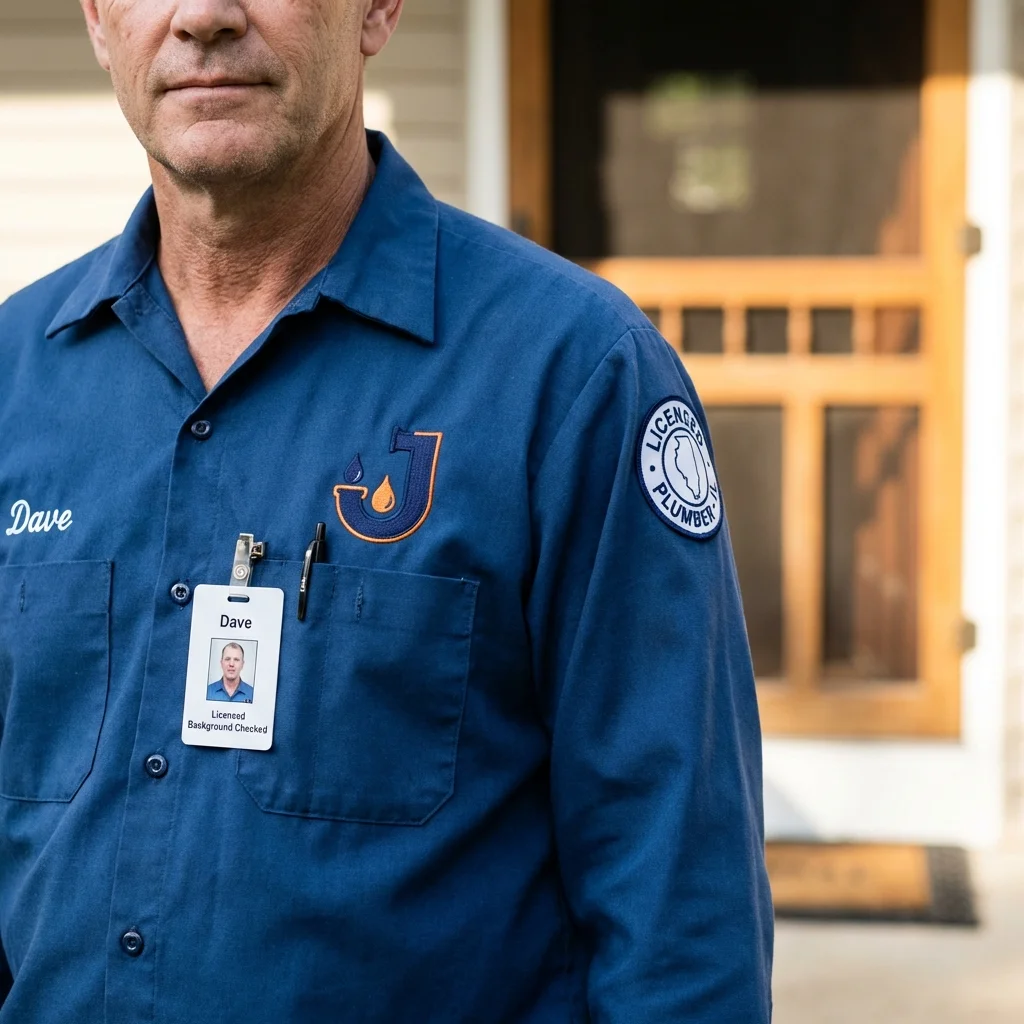 Licensed plumber showing ID badge in Central City, PA