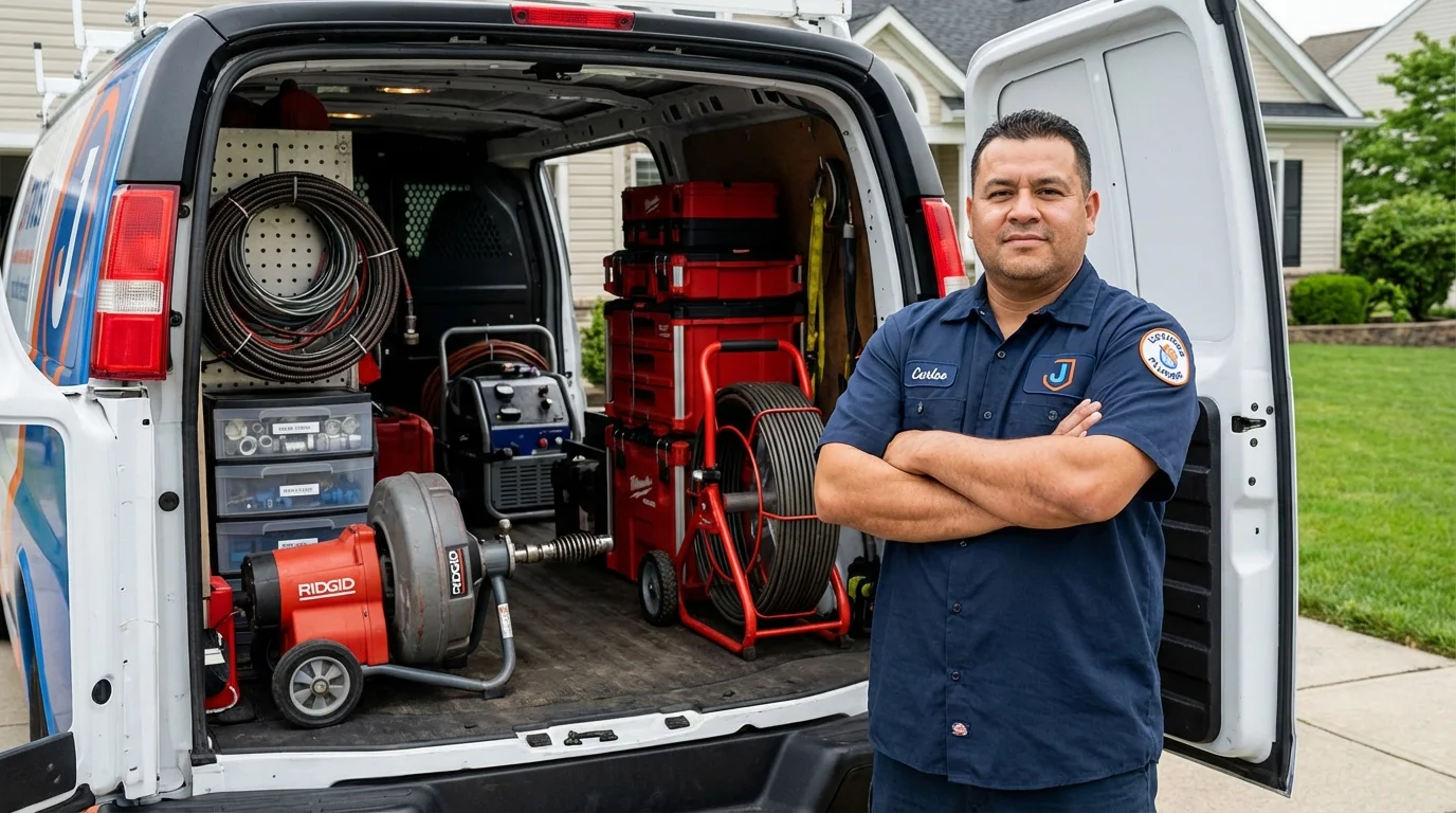 Professional drain cleaning equipment and Johns Plumbing LLC plumber in Central City